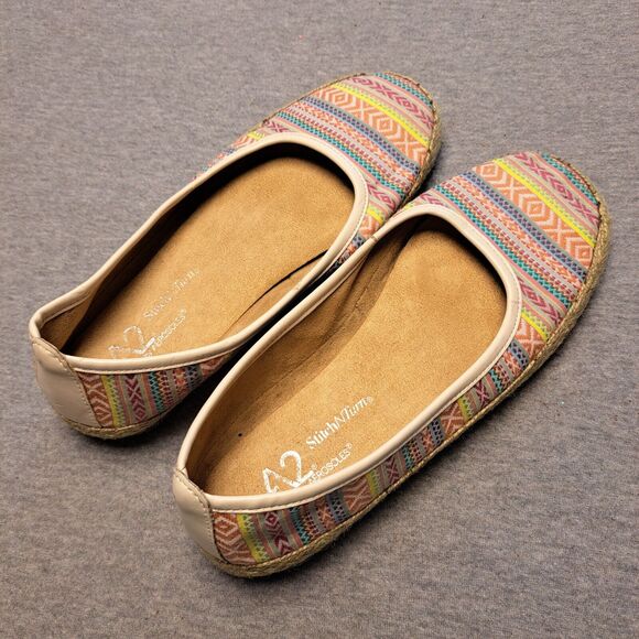 A2 AEROSOLES BALLET ESPADRILLE FLATS WOMENS SIZE 7 SOLITAIRE CANVAS STITCHNTURN - Picture 1 of 10